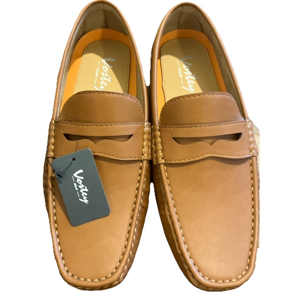 NWT Vostey Milan Men's 9.5 Penny Loafers Slip On Shoes Brown
